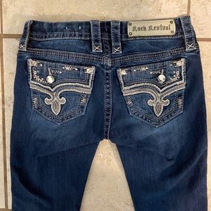 ROCK REVIVAL | Dark Wash Bootcut Rhinestone Jeans Size 25